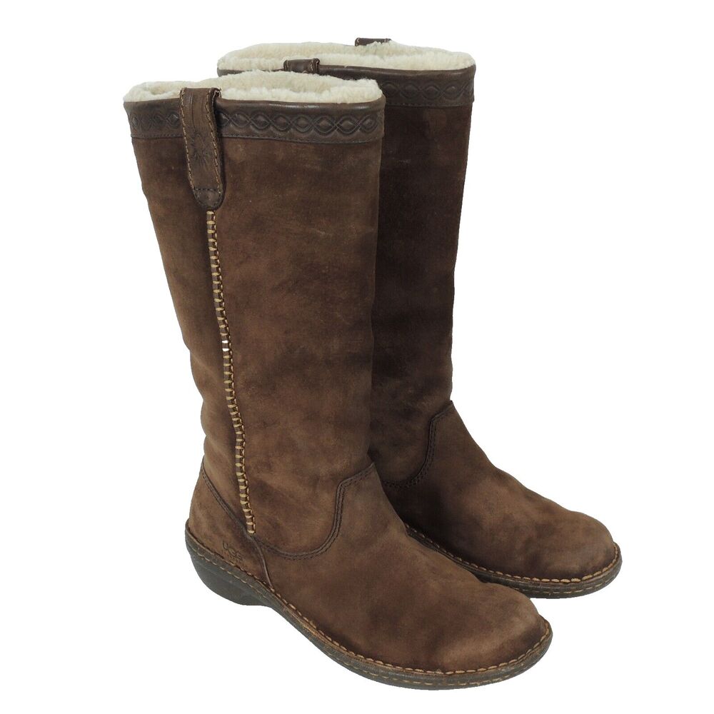 UGG 5676 Swell Tall Boots Women's Size 7 Brown Steampunk Dark Academia